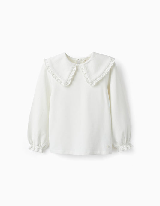 Blusa en algodón cuello grande