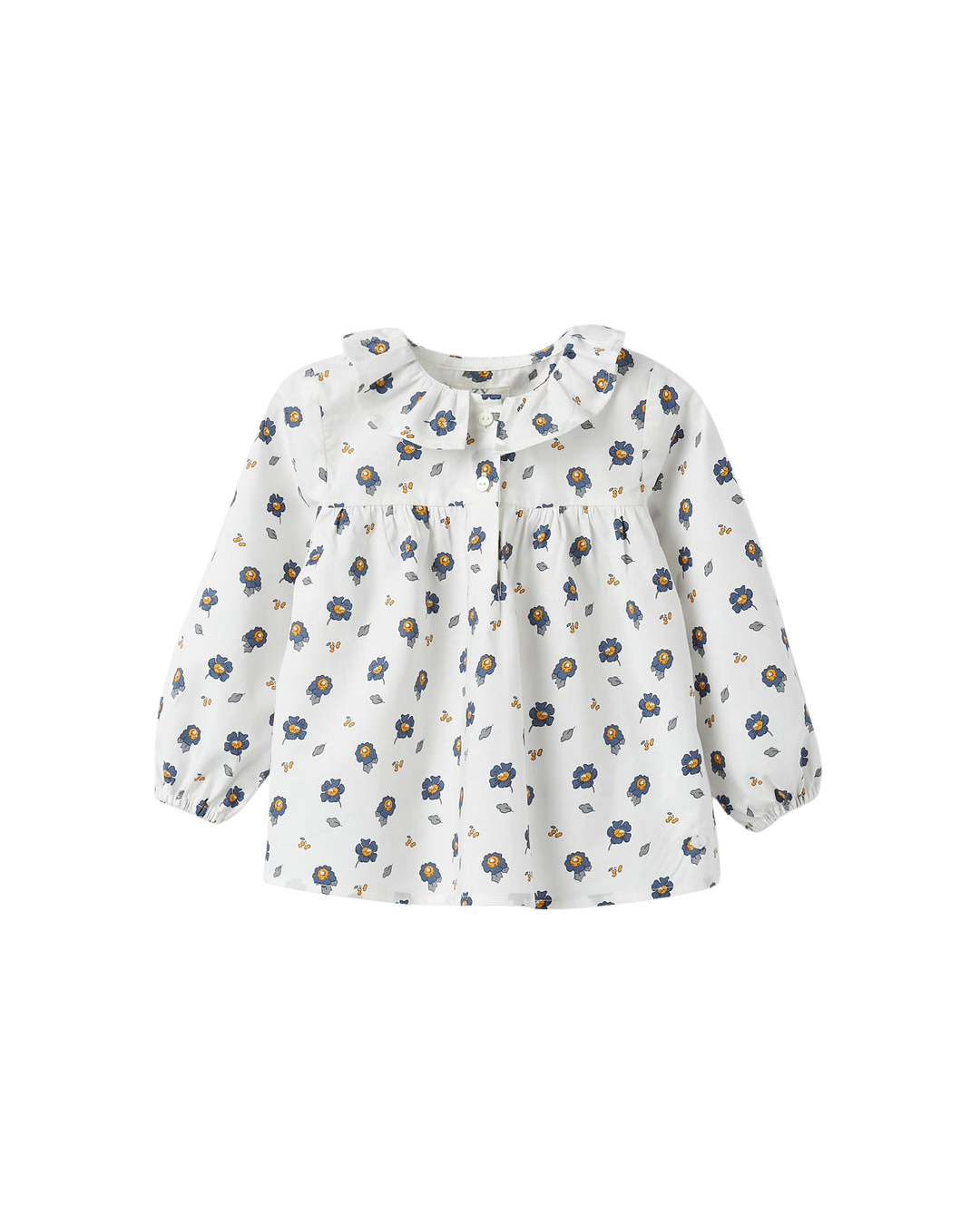 Blusa flores cuello botones