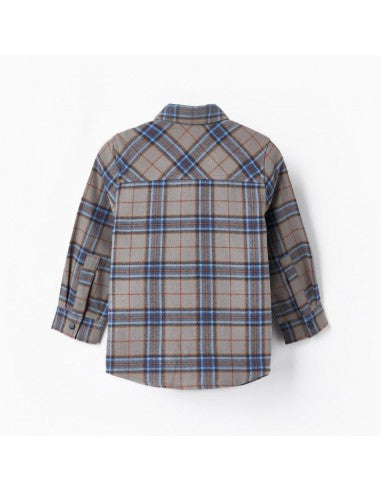 Camisa a cuadros gris bebé