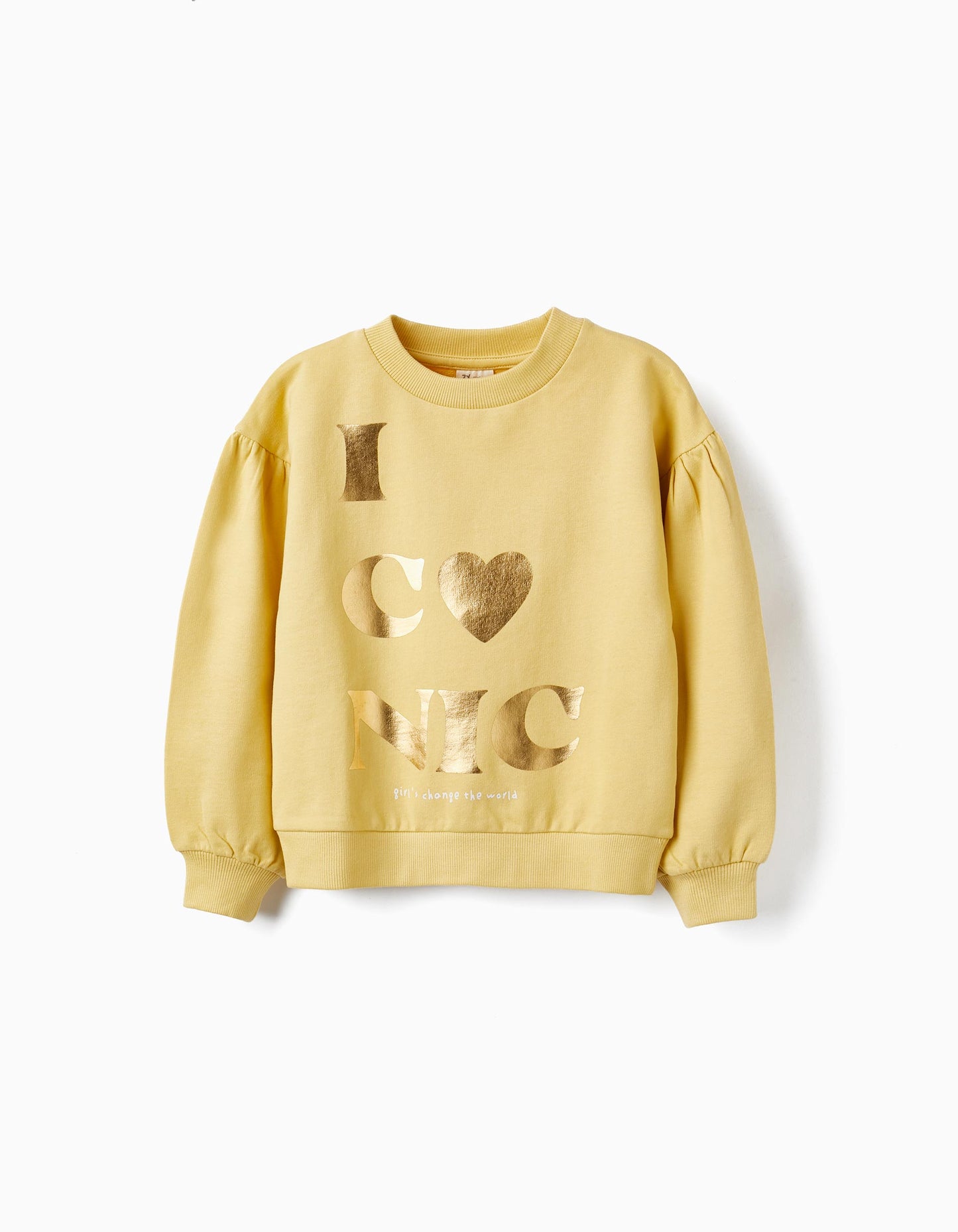Buso algodón amarillo estampado dorado