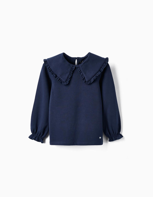 Blusa en algodón cuello grande