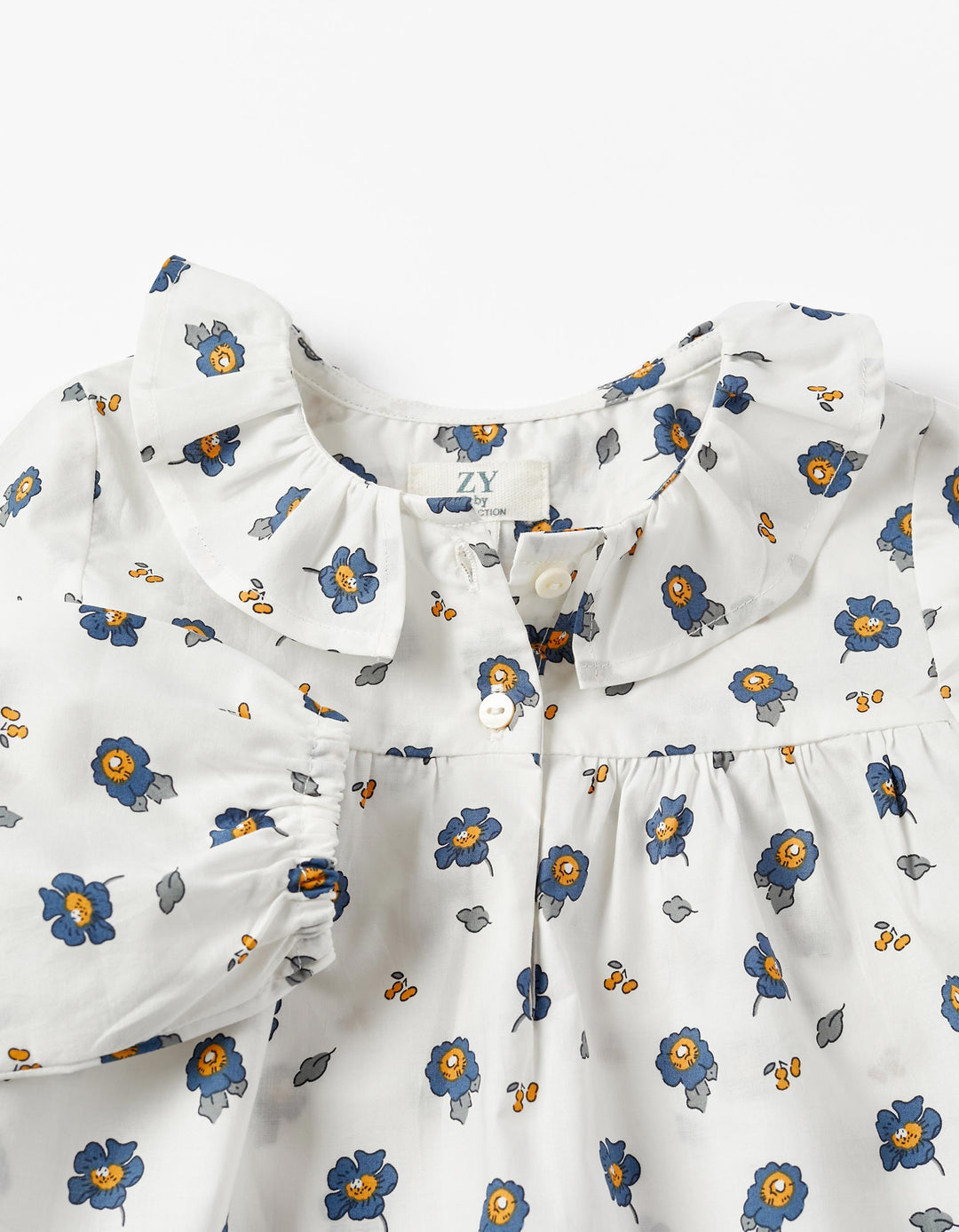 Blusa flores cuello botones