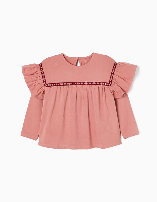 Blusa en algodón bolero al hombro