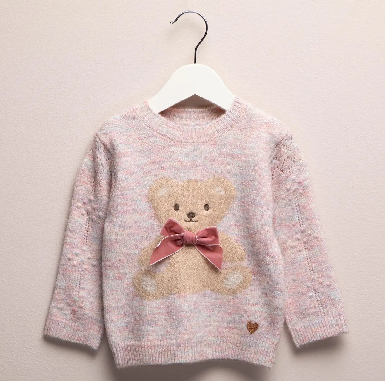 Saco tejido flor osita bebé