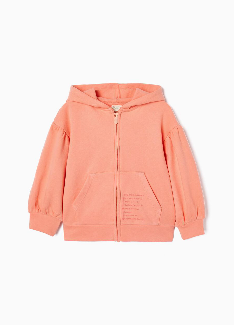 Buso con capota y espalda estampada color durazno