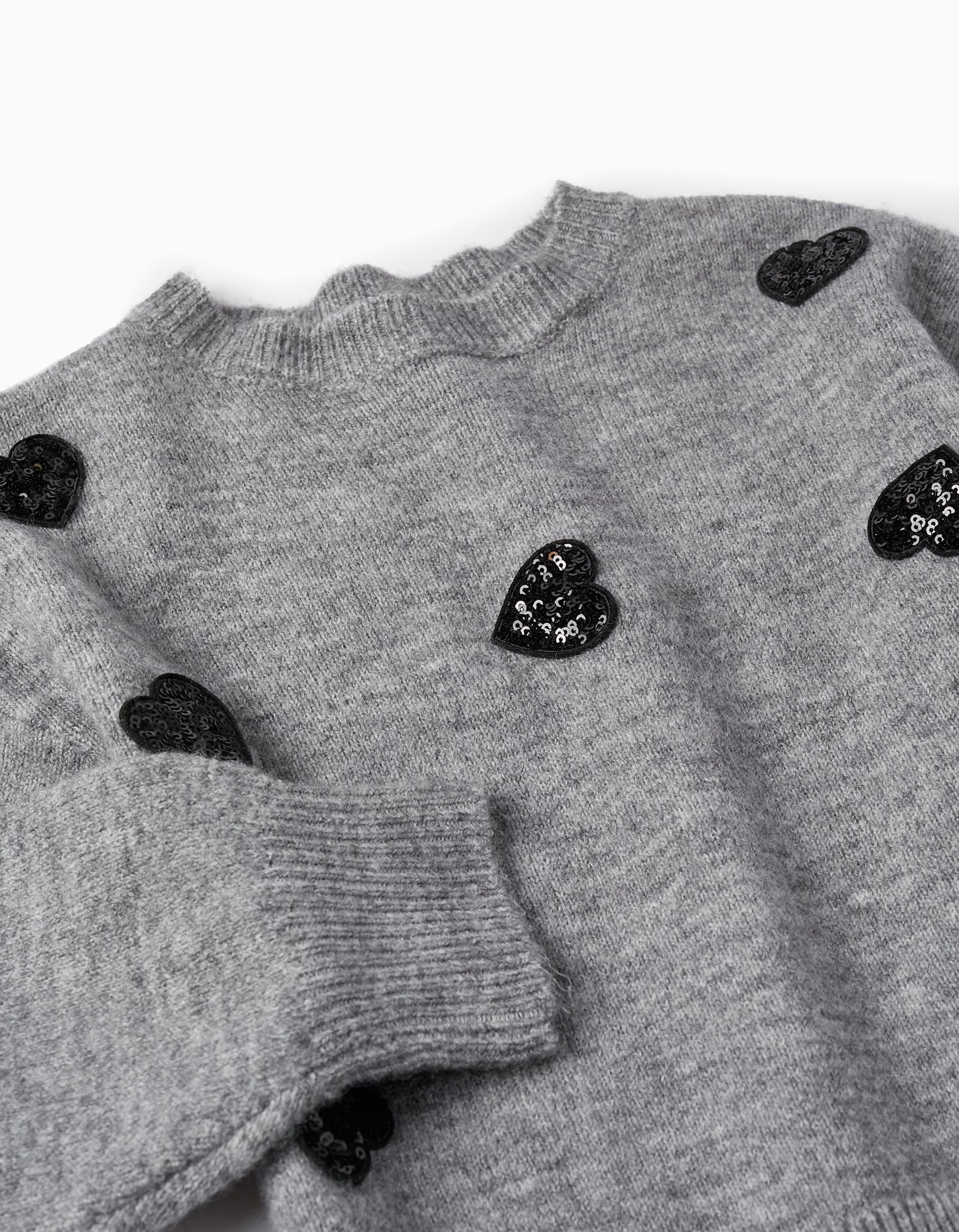 Saco tejido corazones con lentejuelas