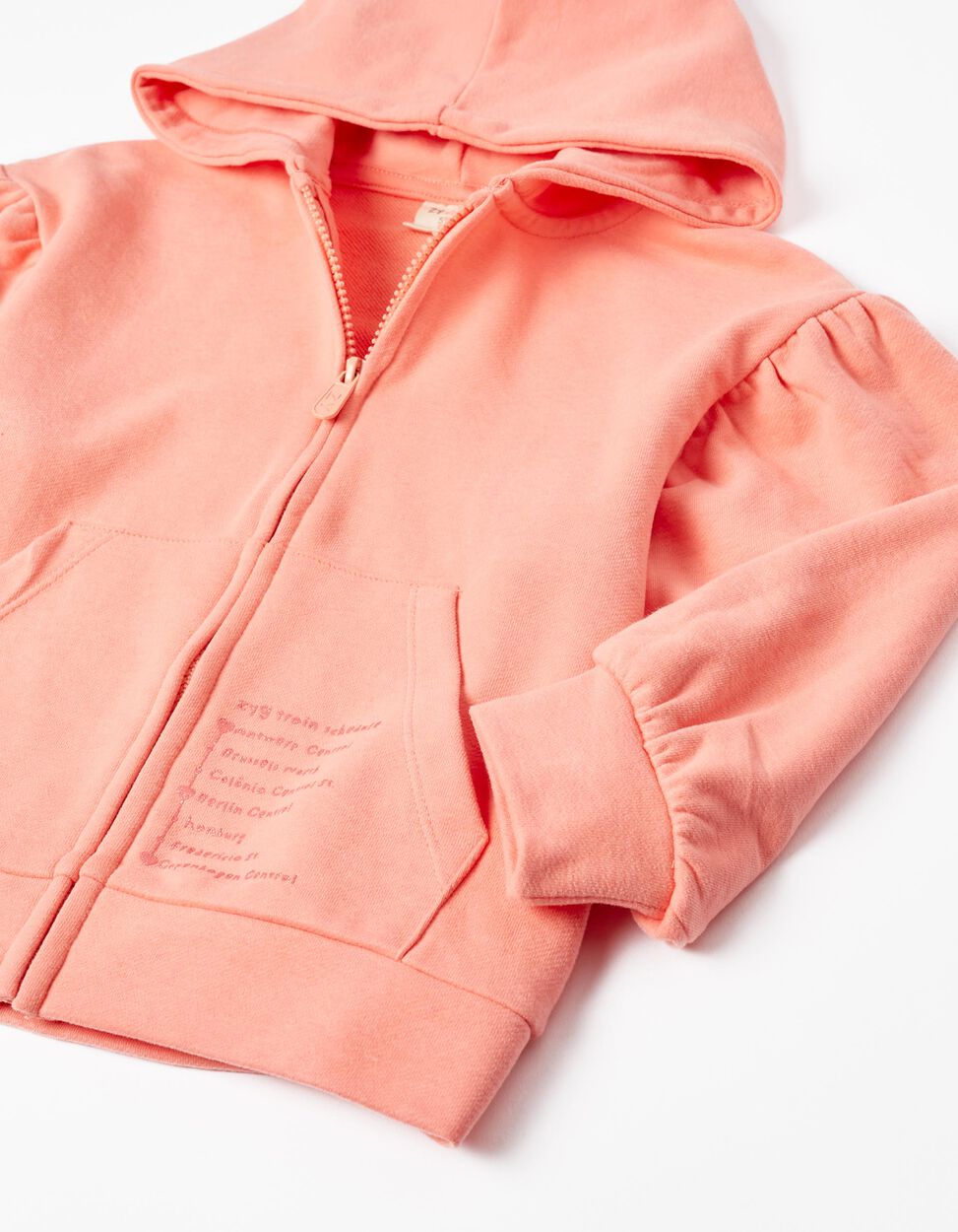 Buso con capota y espalda estampada color durazno