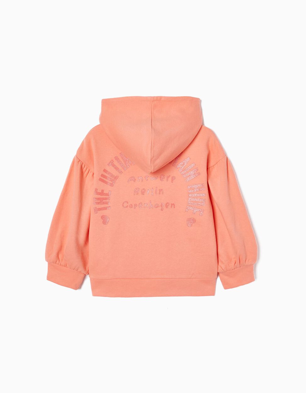 Buso con capota y espalda estampada color durazno