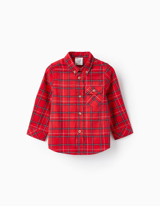Camisa a cuadros rojo bebé