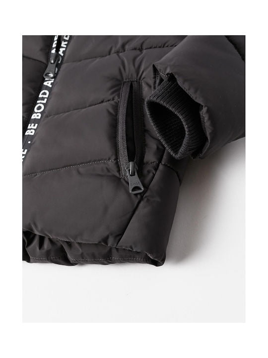 Chaqueta acolchada gris niño
