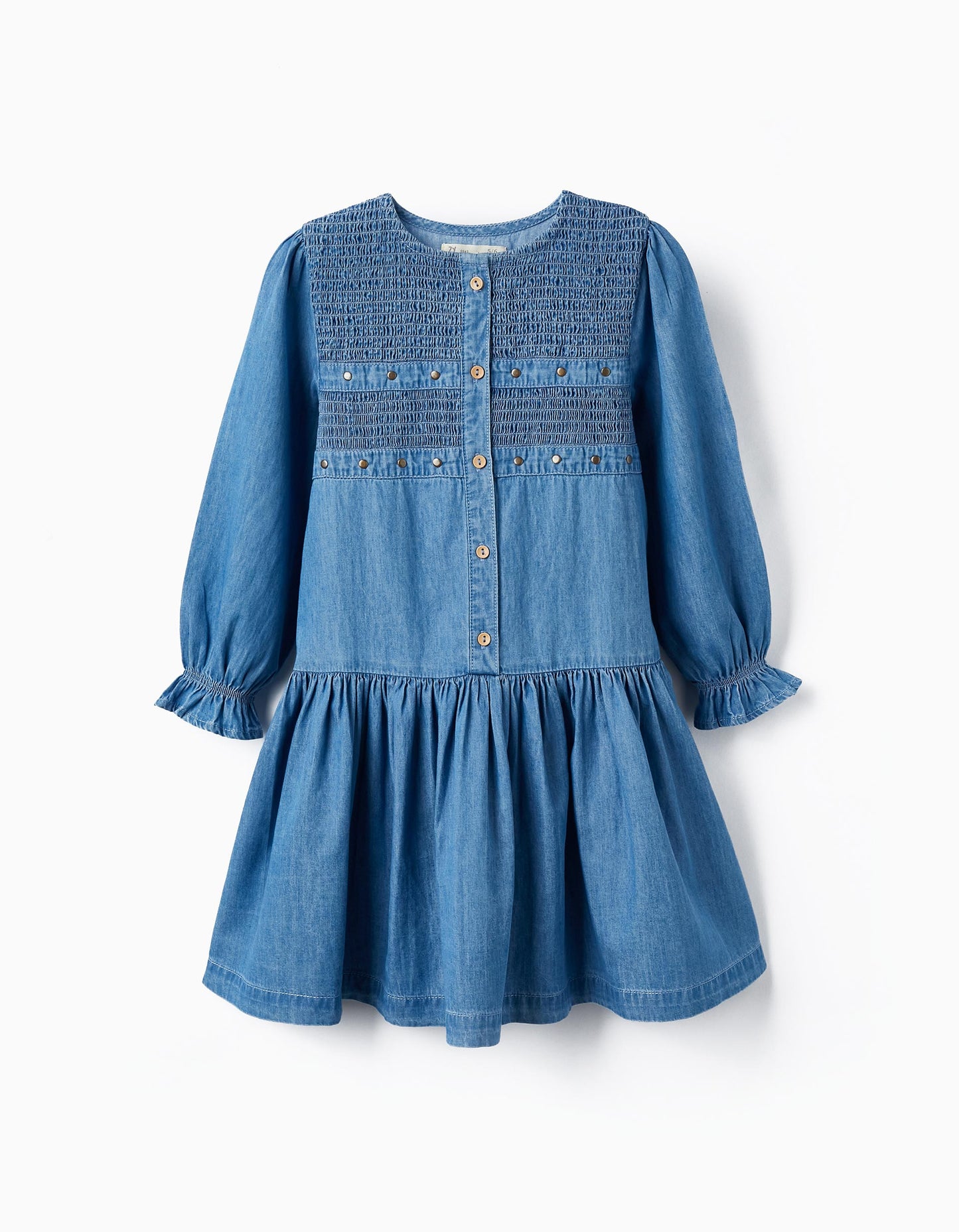 Vestido manga larga con apliques de taches