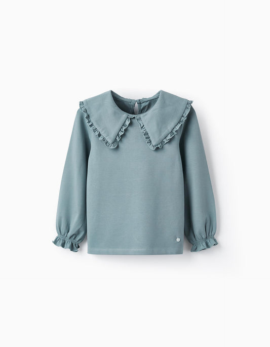 Blusa en algodón cuello grande