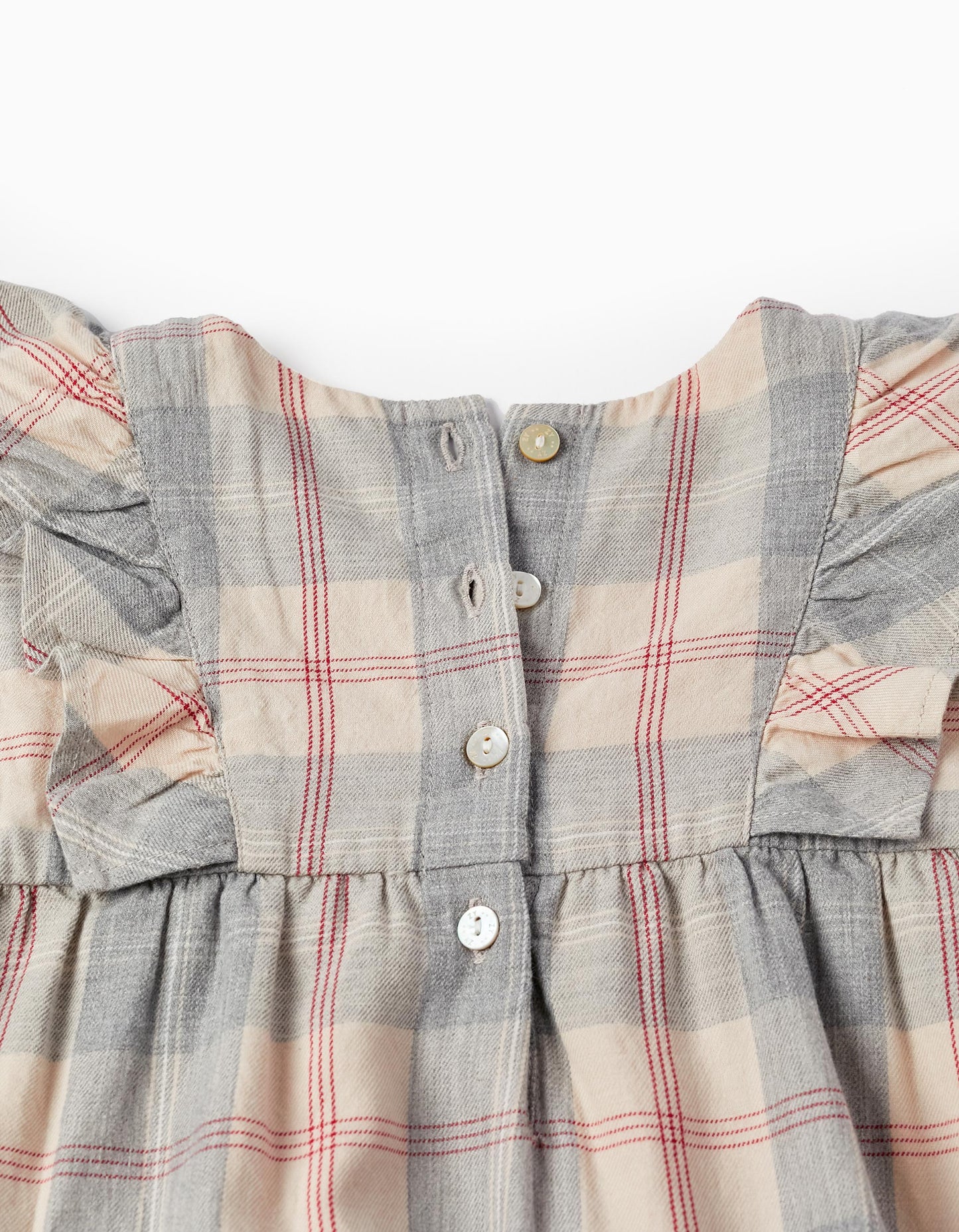 Vestido manga a cuadros