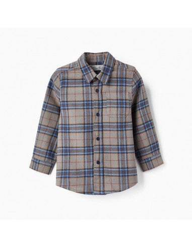 Camisa a cuadros gris bebé