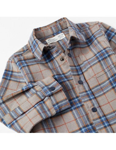 Camisa a cuadros gris bebé