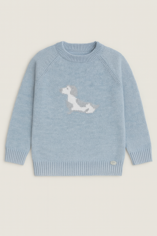 Saco de perrito niño cuello redondo azul