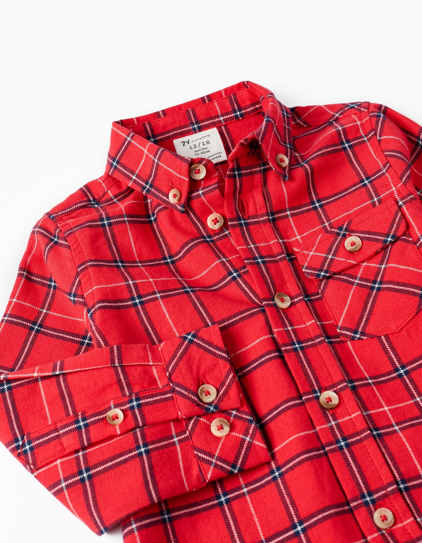 Camisa a cuadros rojo bebé