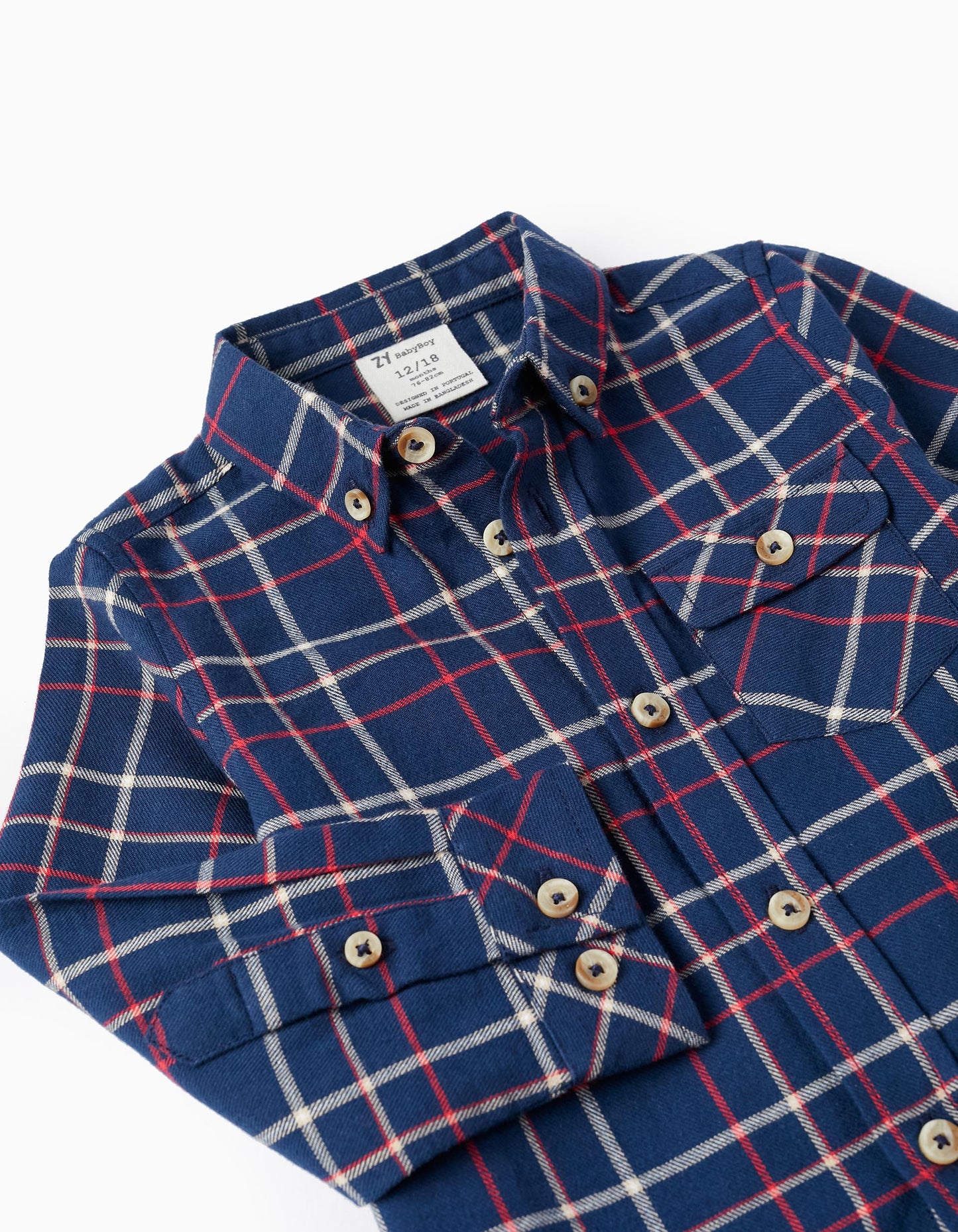 Camisa a cuadros azul bebé