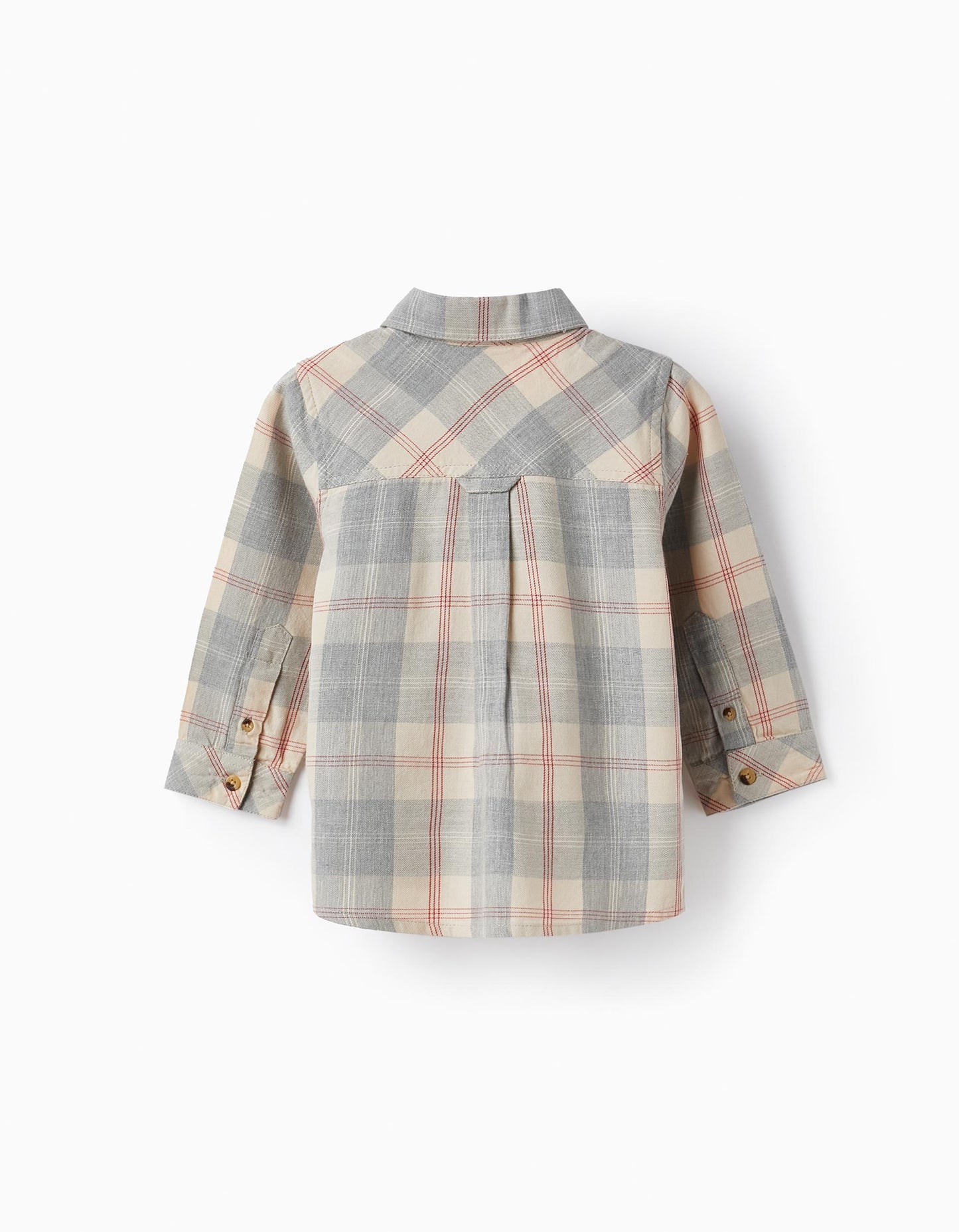 Camisa a cuadros gris bebé