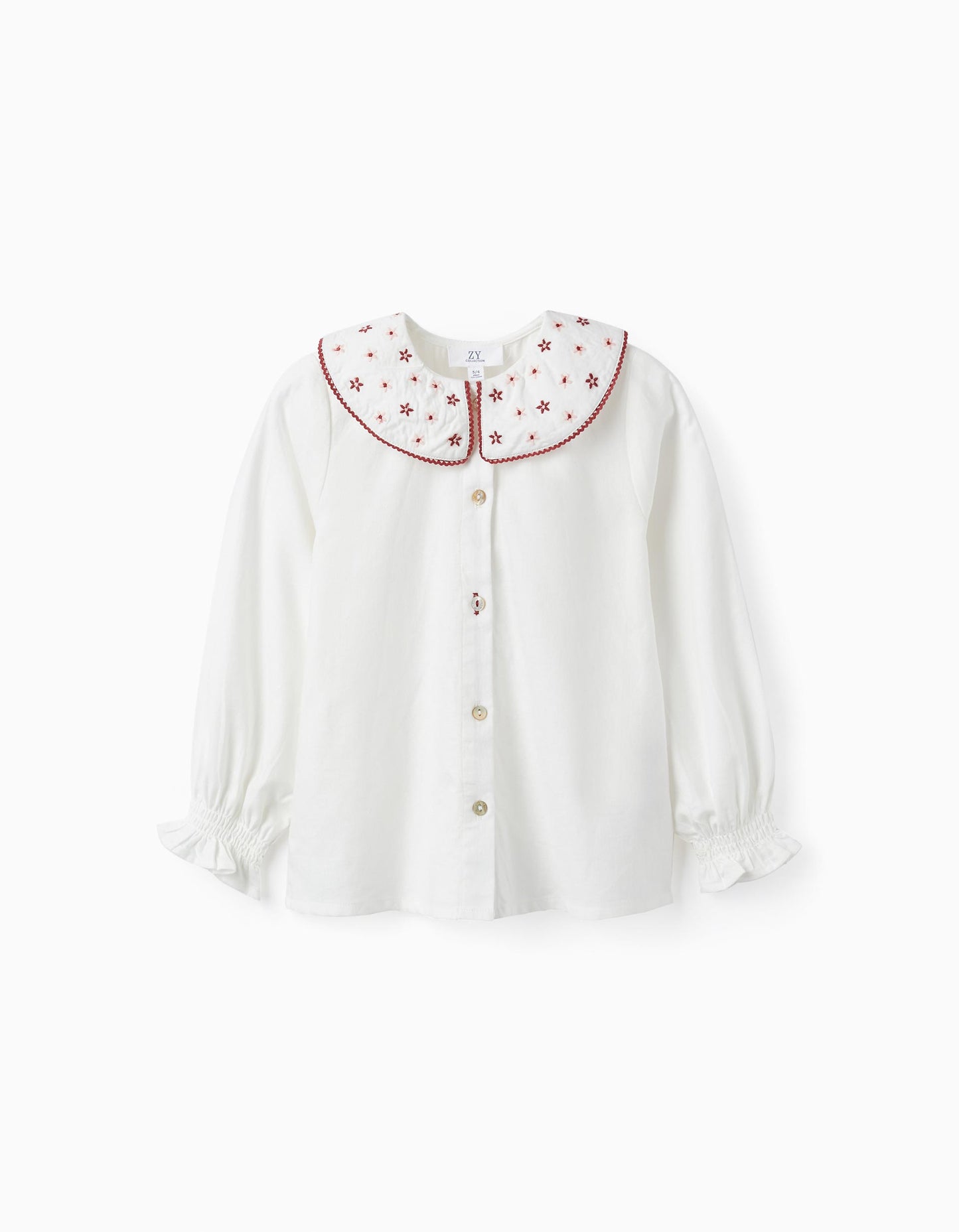 Blusa en algodón cuello grande y bordado