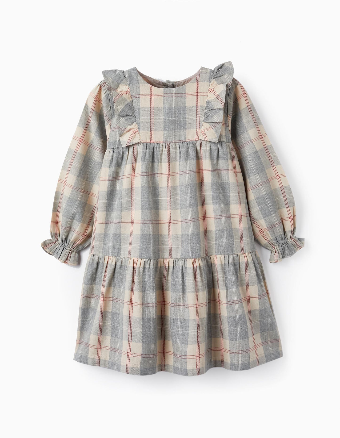 Vestido manga a cuadros