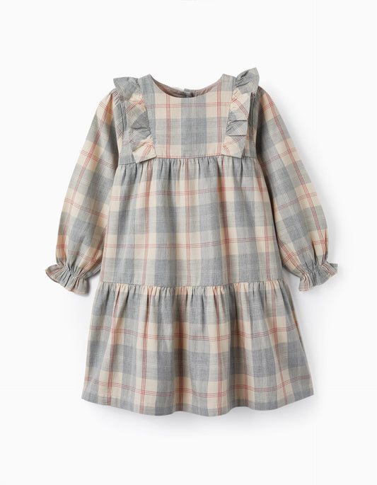 Vestido manga a cuadros