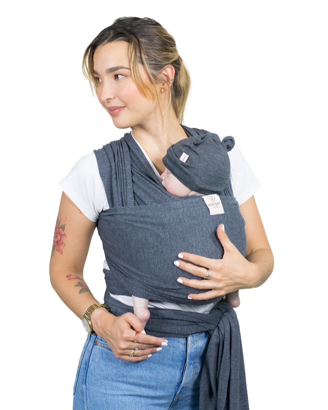 Fular cargador bebé gris