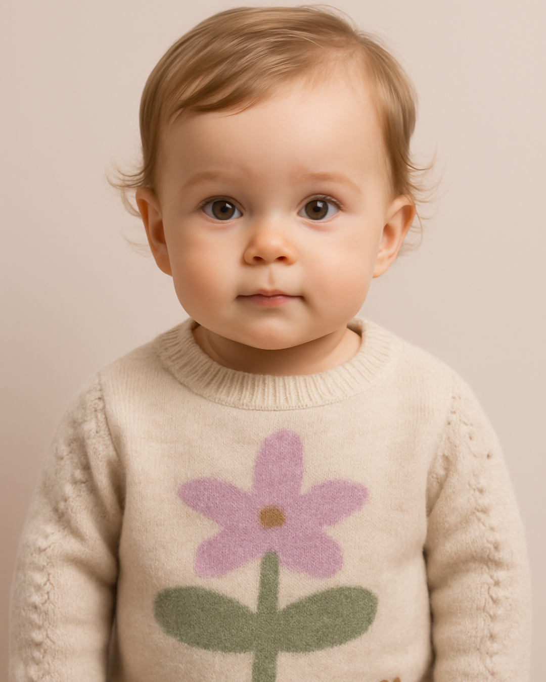 Saco tejido flor bebé