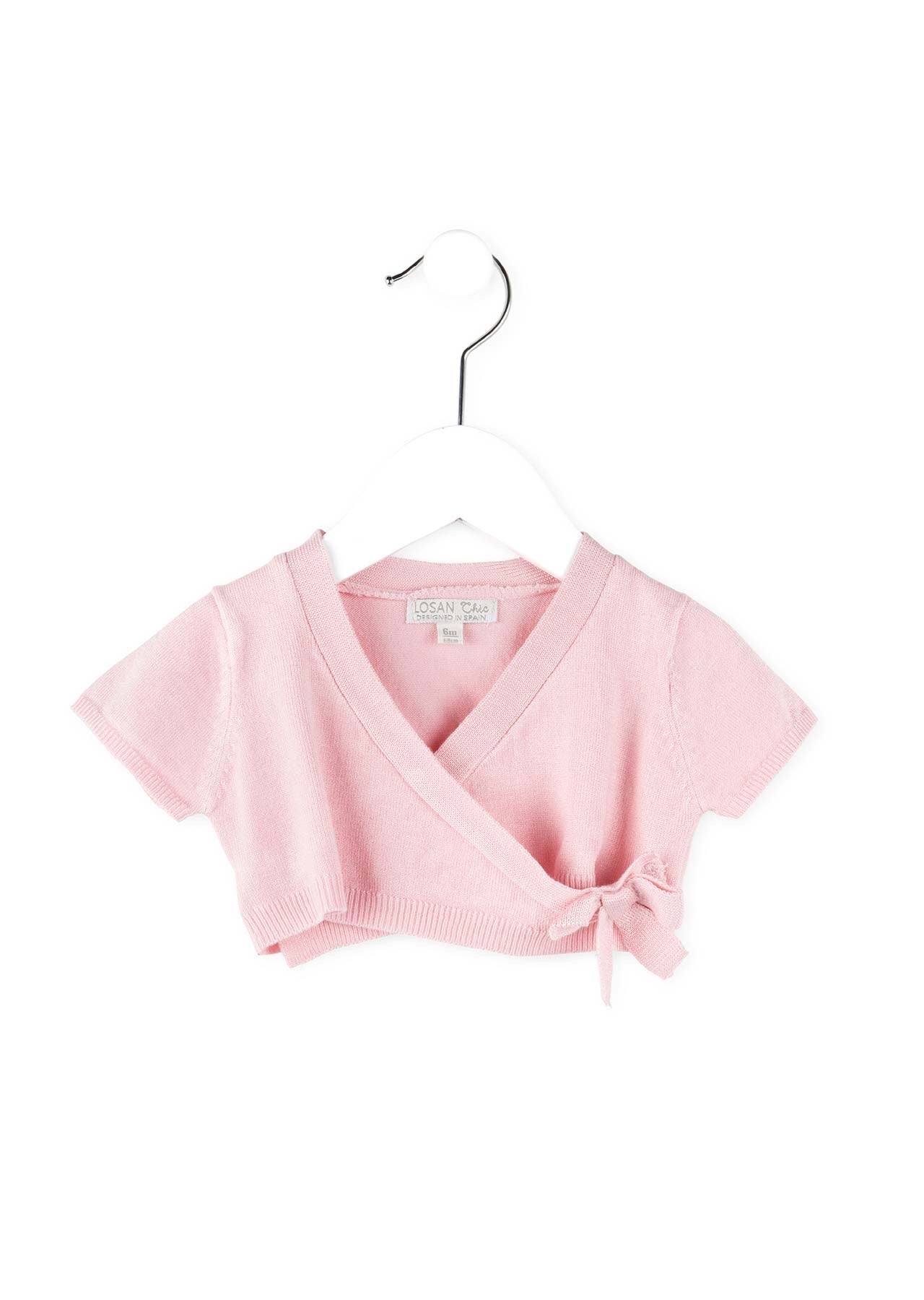 Saco torero tejido y cruzado rosa bebé