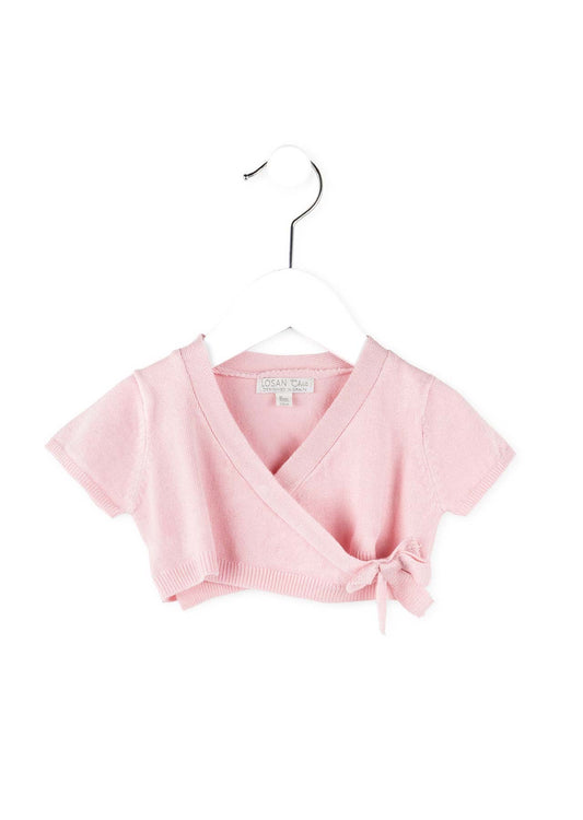 Saco torero tejido y cruzado rosa bebé