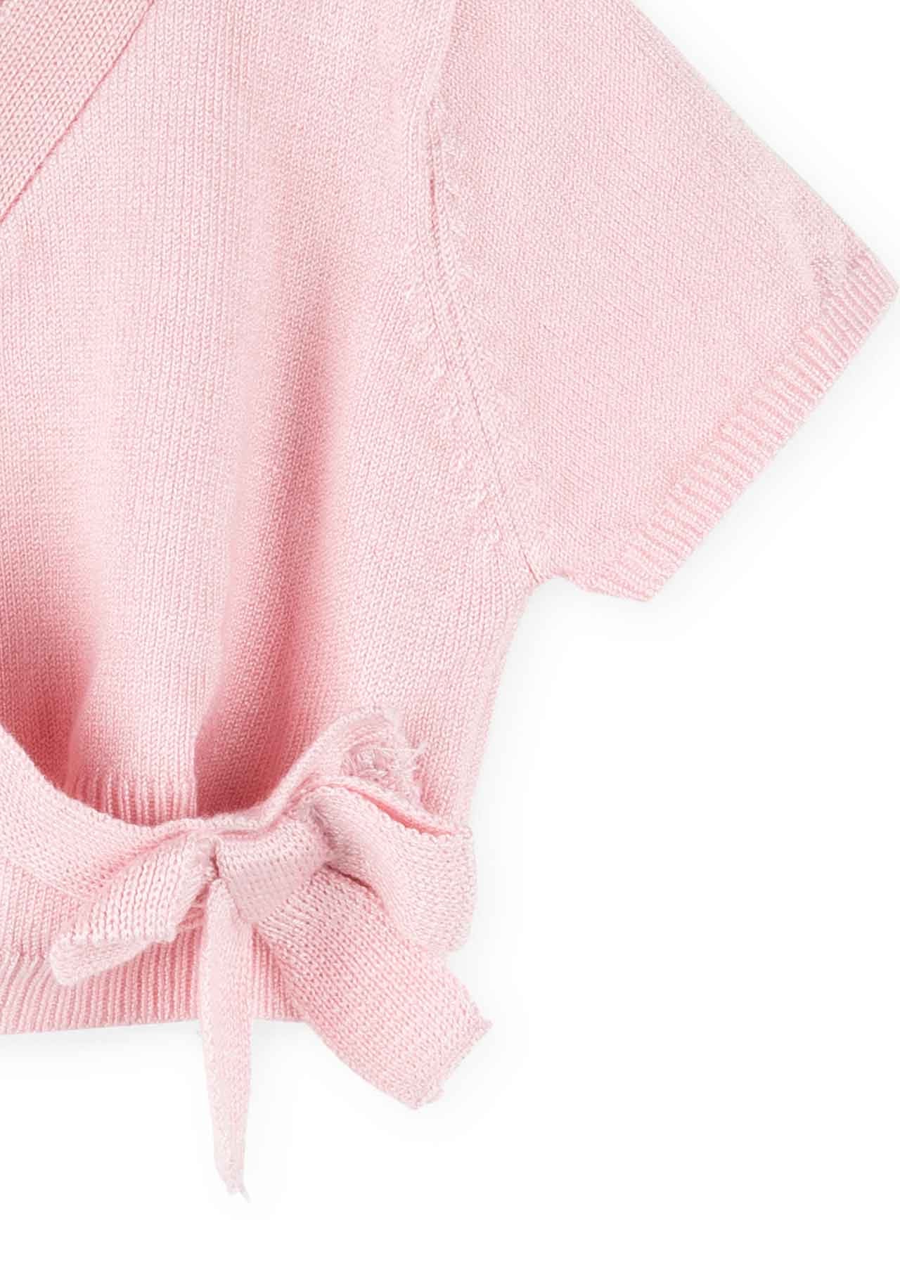 Saco torero tejido y cruzado rosa bebé