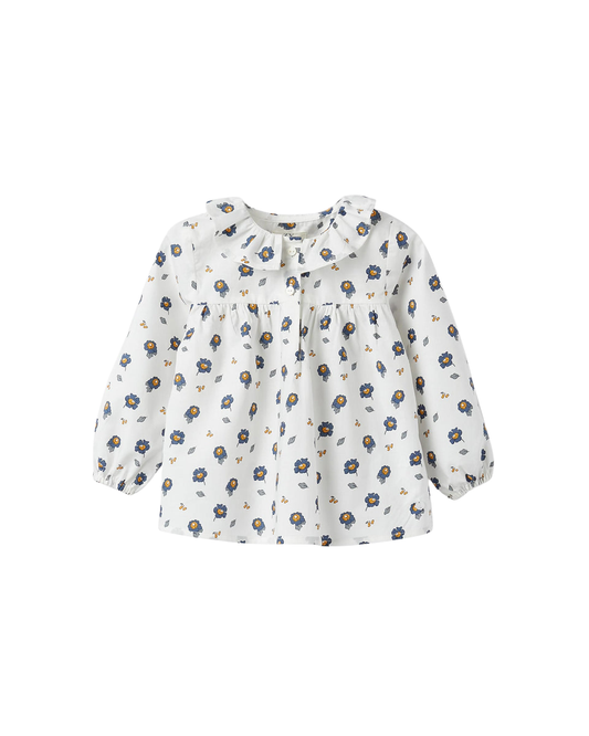 Blusa flores cuello botones