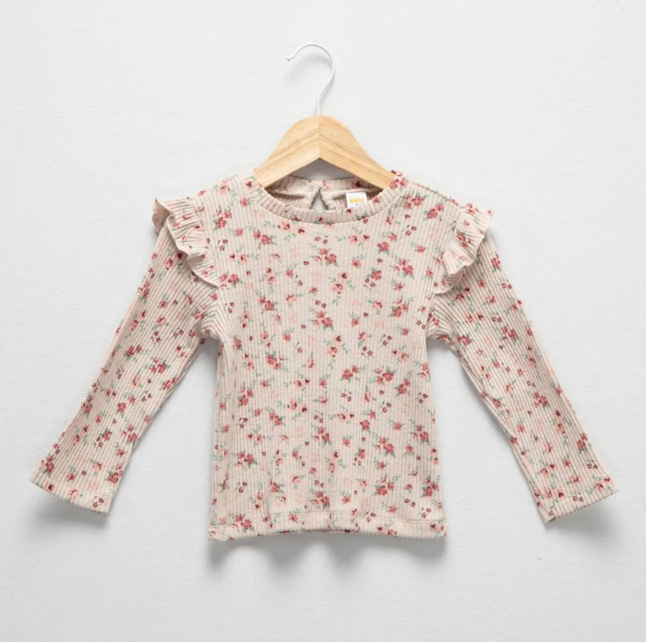 Blusa flores cuello redondo botón atrás