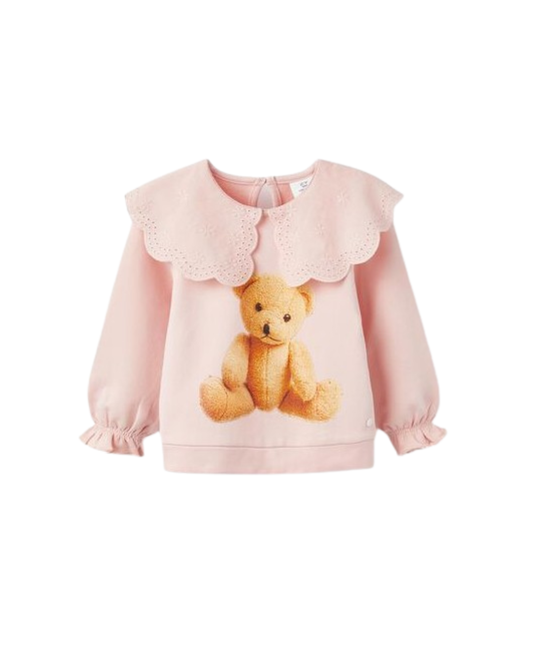 Blusa cuello grande con estampado de oso