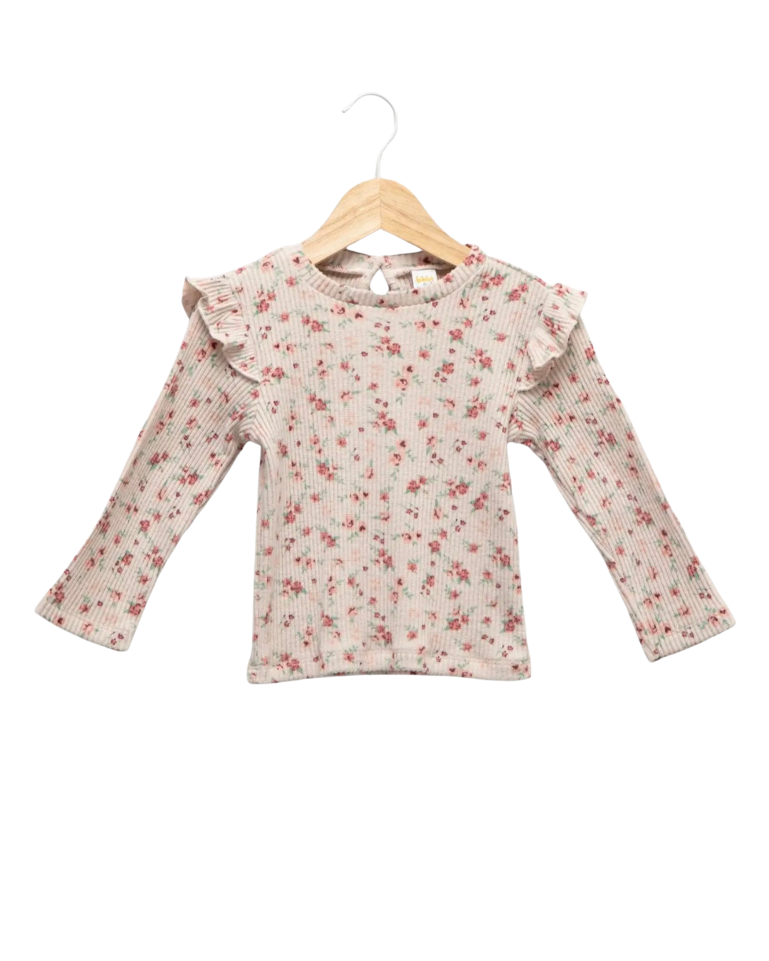 Blusa flores cuello redondo botón atrás
