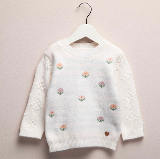 Saco tejido flores bebé