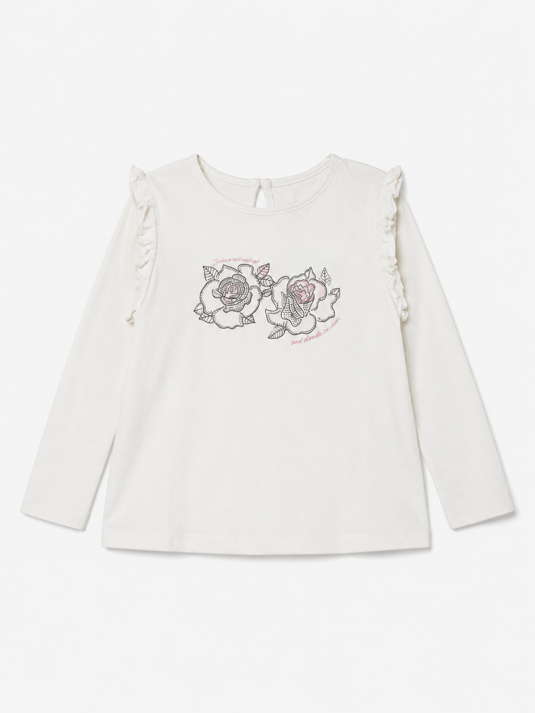 Blusa en algodón estampado rosas brillos